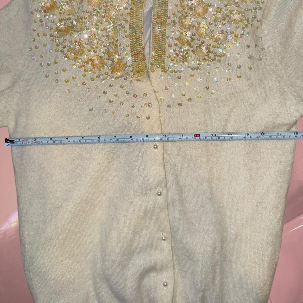 Vintage iridescent sequin pearl cardigan fairy core romantic Y2K - Picture 4 of 8